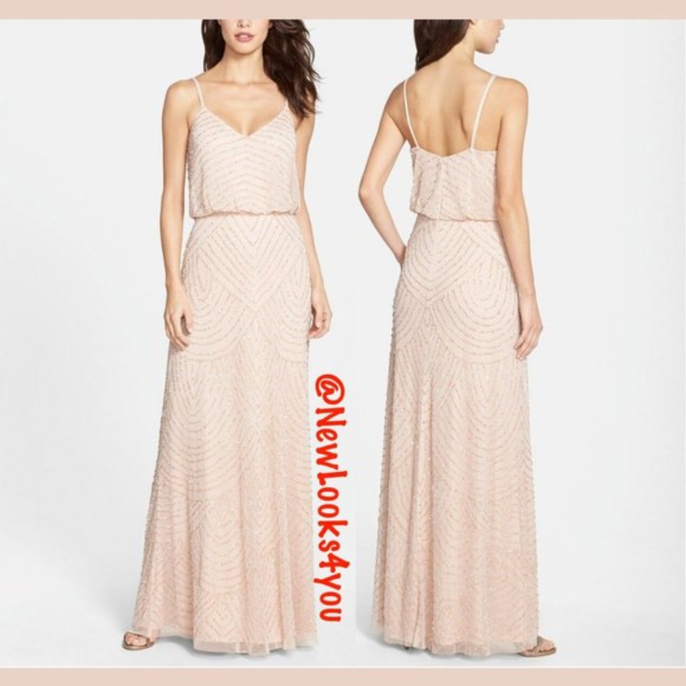 USED Adrianna Papell Embellished Blouson Gown 14 - Picture 3 of 14